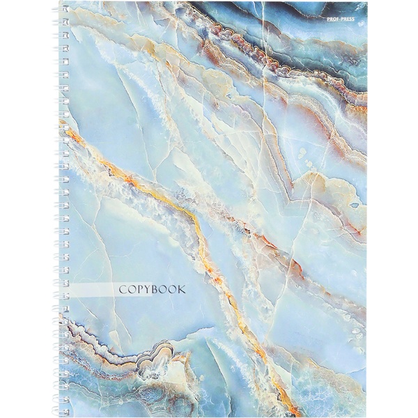 Тетрадь А4, клетка, 60 л., на гребне, 60 г/м², мел. картон, Prof-Press Голубой мрамор