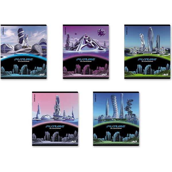 Тетрадь А5, клетка, 48 л., на скобе, 60 г/м², глянц. лам., ErichKrause Future_MIX-PACK