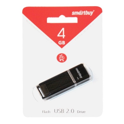 USB-флеш-накопитель 4 ГБ Smartbuy Quartz, черный, USB 2.0