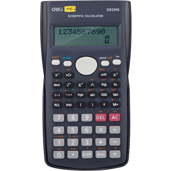 Калькулятор научный Deli ED82MS, 10+2 р., 240 функц., ЖК, 2 строки, питание: LR44*2, футляр, т-синий Калькулятор научный Deli ED82MS, 10+2 р., 240 функц., ЖК, 2 строки, питание: LR44*2, футляр, т-синий