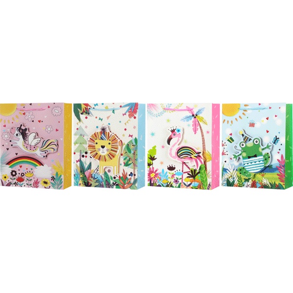 Пакет подарочный, 26*32*10 см, бумага 210 г/м², с блестками, deVENTE Funny animals_4 дизайна* Пакет подарочный, 26*32*10 см, бумага 210 г/м², с блестками, deVENTE Funny animals_4 дизайна*