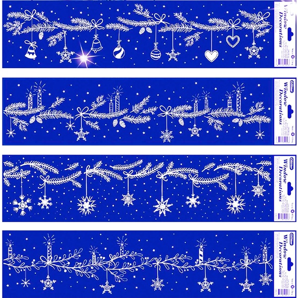Наклейка новогодняя Darlens "Зимние узоры", 15*64 см, статическая, 4 дизайна (для окон)