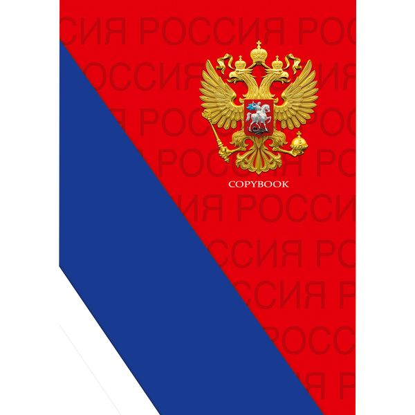 Тетрадь А4, на скобе, 60 л., клетка, 60 г/м2, обл. мел. бумага, Profit Символы России-1