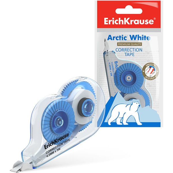 Лента корректирующая 4.2 мм* 5 м, фронт. аппликатор, ErichKrause Arctic white Лента корректирующая 4.2 мм* 5 м, фронт. аппликатор, ErichKrause Arctic white