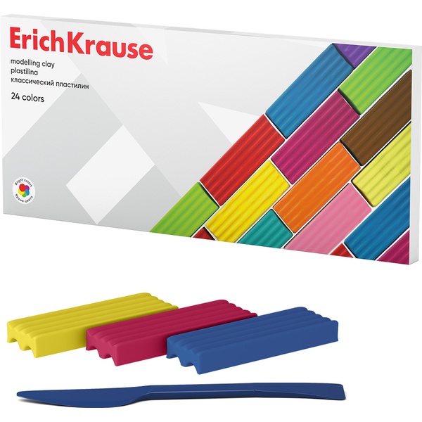 Пластилин классический ErichKrause, 24 цвета, 384 г, картонная упаковка Пластилин классический ErichKrause, 24 цвета, 384 г, картонная упаковка