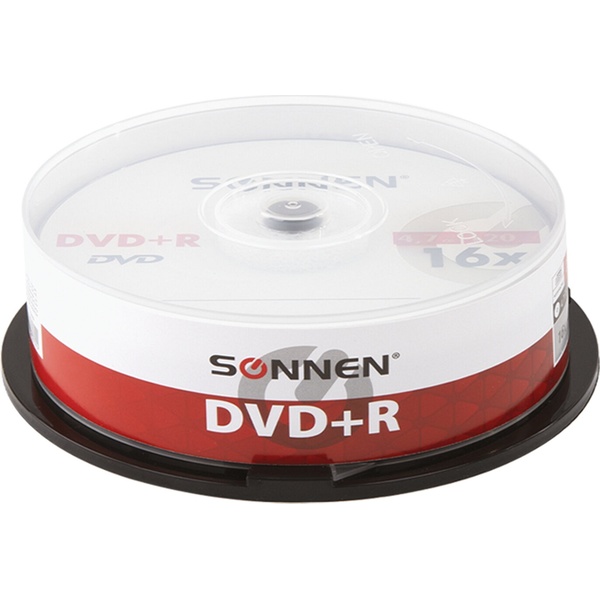 Диск DVD+R, 4.7 ГБ, 16x, SONNEN (кейк-бокс 25 шт.)