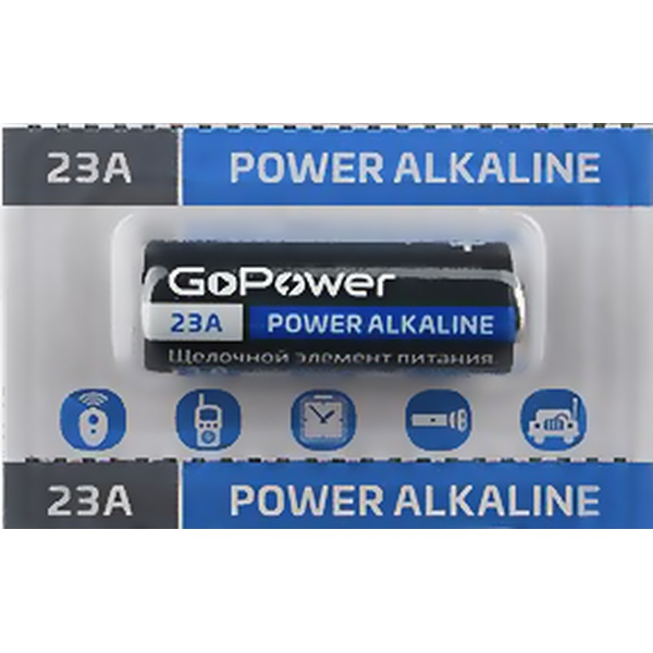 Батарейка щелочная А23/LR23А, 12 V, блистер, GoPower Super (для автосигнализаций)