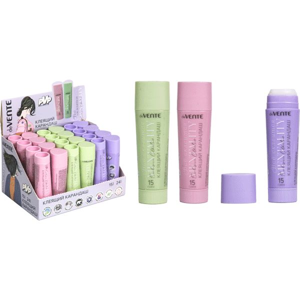 Клей-карандаш 15 г, PVP основа, вр. фикс. 2-3 мин., deVENTE Mentality_3 дизайна