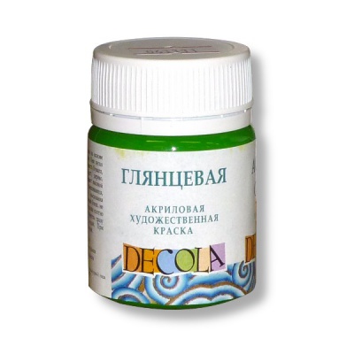 Краска акриловая универсальная DECOLA, глянцевая, зеленая светлая, банка 50 мл