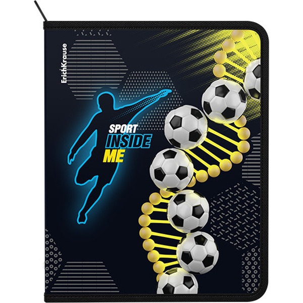 Папка А5+ на молнии (с 3-х сторон), 1 отд., PP 550 мкм, "песок", ErichKrause Sport DNA Папка А5+ на молнии (с 3-х сторон), 1 отд., PP 550 мкм, "песок", ErichKrause Sport DNA
