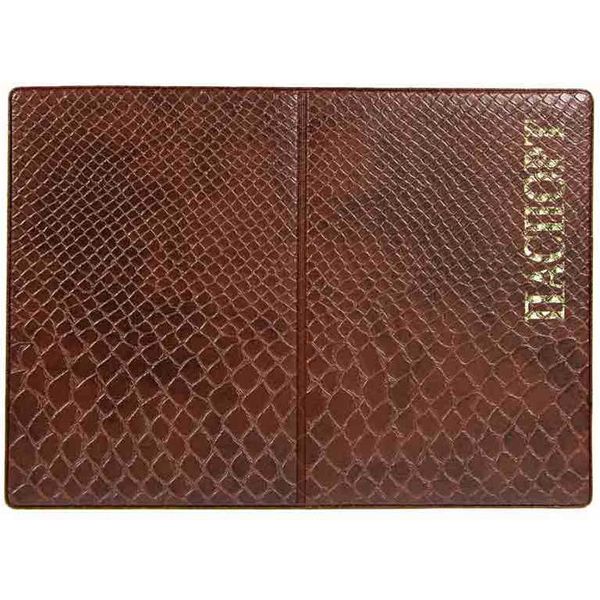 Обложка для паспорта ИМИДЖ Аллигатор. Стандарт, пвх, тиснение золото, цвет: светло-коричневый