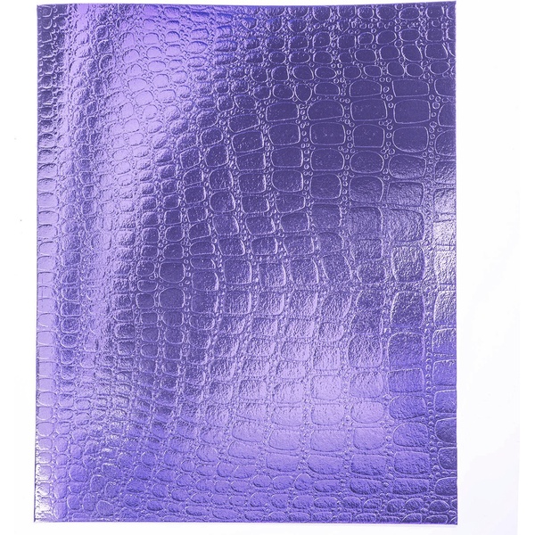 Тетрадь А5, 48 л., клетка, 60 г/м², на скобе, обл. бумвинил, тисн. "croco", Hatber Metallic_фиолетовый