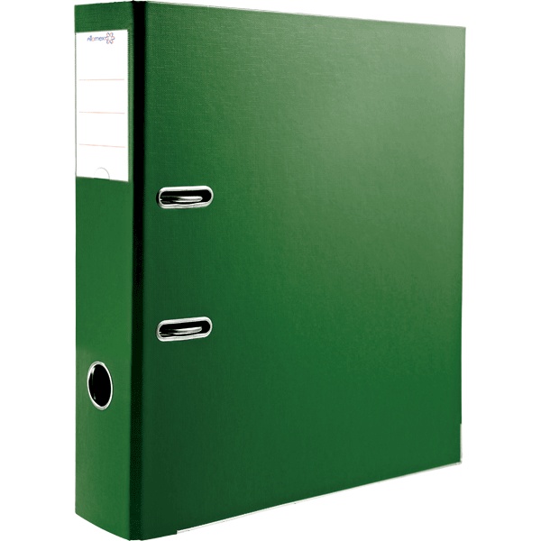 Папка–регистратор А4, 75 мм/500 л., ПВХ, т/карман, метал. уг., зеленая, Attomex Lite