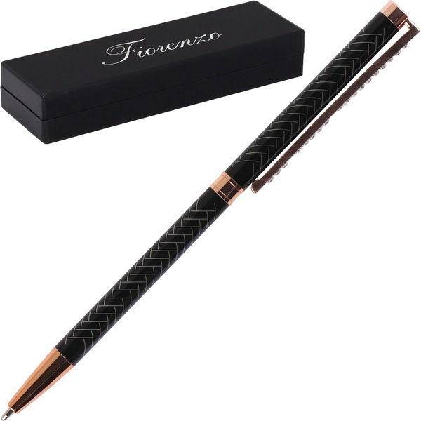 Ручка шариковая подарочная FIORENZO, поворот. м-м, стразы, цв. корп.: черн./роз.зол., 0.7 мм, синяя Ручка шариковая подарочная FIORENZO, поворот. м-м, стразы, цв. корп.: черн./роз.зол., 0.7 мм, синяя