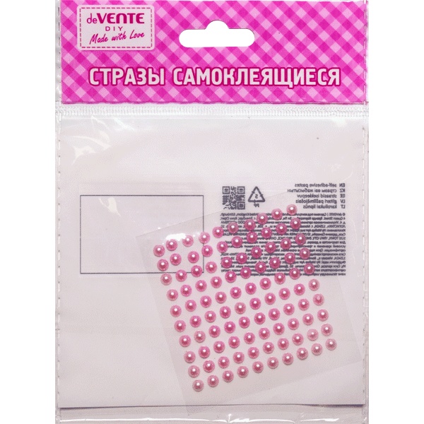 Стразы самоклеящиеся Ø4 мм, 100 шт., цв.: розовый, deVENTE Жемчуг