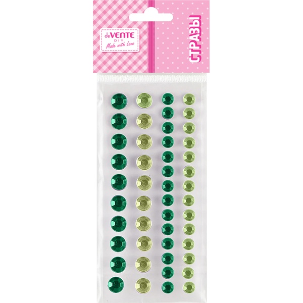 Стразы самоклеящиеся, 48 шт., круглые, Ø 8/6 мм, цв.: оттенки зеленого, deVENTE DIY Two Tone Rhinestones