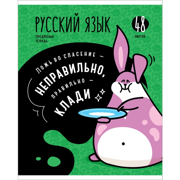 Тетрадь предметная 48 л., линия, 60 г/м2 (92%), обл. мел. бумага, ArtSpace Мысли вслух_Русский язык