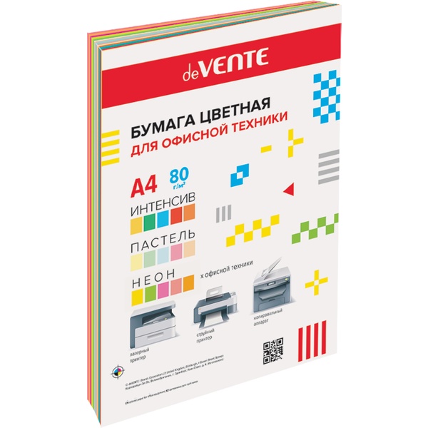 Бумага цветная А4/75-80/30 л., 5 интенсив + 5 пастельн. + 5 неон., deVENTE MIX 15 (с картон. подложкой) Бумага цветная А4/75-80/30 л., 5 интенсив + 5 пастельн. + 5 неон., deVENTE MIX 15 (с картон. подложкой)