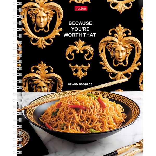 Тетрадь на гребне, 48 л., клетка, 65 г/м², глянц. лам., Hatber Brand Food_4 дизайна
