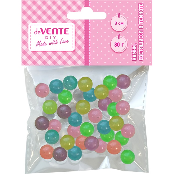 Камни светящиеся в темноте, 30 г, Ø 10 мм, разноцветные, deVENTE DIY Звездные шарики