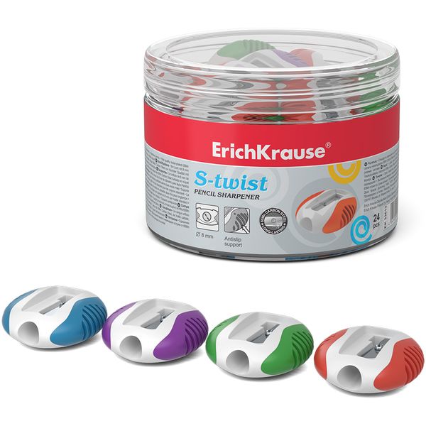 Точилка пластиковая, 1 отв., эргогрип, ErichKrause S-Twist_4 дизайна