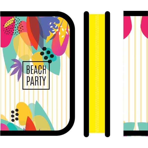 Пенал 1 отд., на молнии, 200*130*30 мм, текстиль, откидная планка, ПЧЕЛКА Пляжная вечеринка Акция!