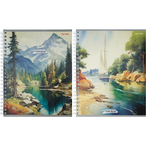 Тетрадь А5, клетка, 80 л., на гребне, 60 г/м², 2-ая обложка, уф-лак, Prof-Press Нарисованная природа_2 дизайна