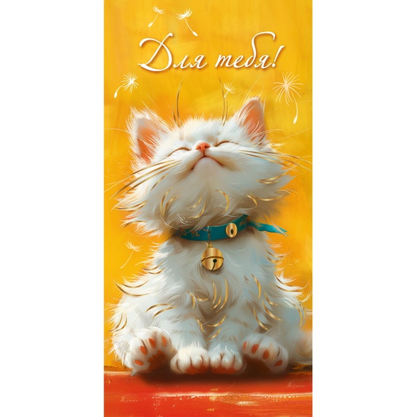 Конверт для денег универсальный (без темы) OPTIMA Для тебя! (Белый котик)