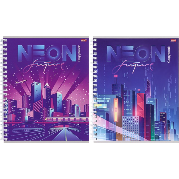 Тетрадь А5, клетка, 80 л., на гребне, 60 г/м², обл. мел. бумага, Profit Города будущего_2 дизайна