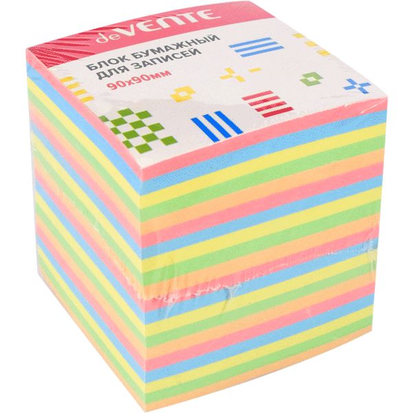Бумага для заметок, 9*9*9 см, без склейки, 80 г/м², пастельная, 5 цветов, deVENTE