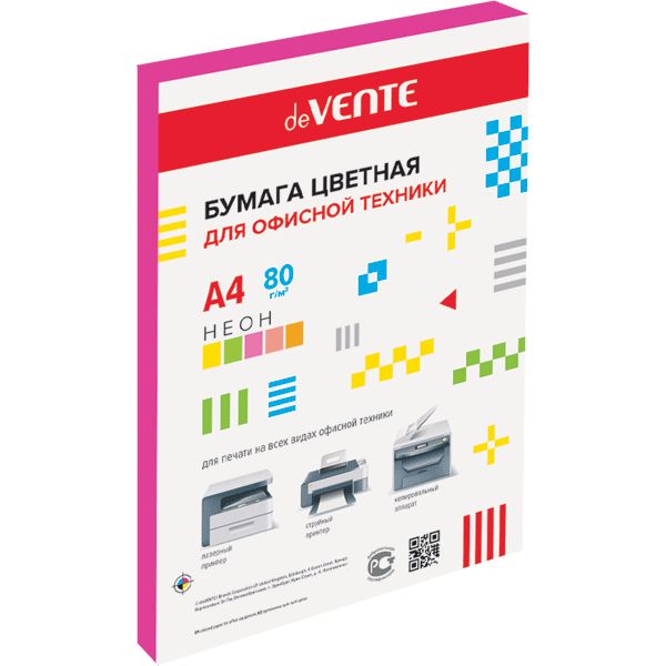 Бумага цветная А4/75/50 л., неоновая, малиновая, deVENTE Бумага цветная А4/75/50 л., неоновая, малиновая, deVENTE