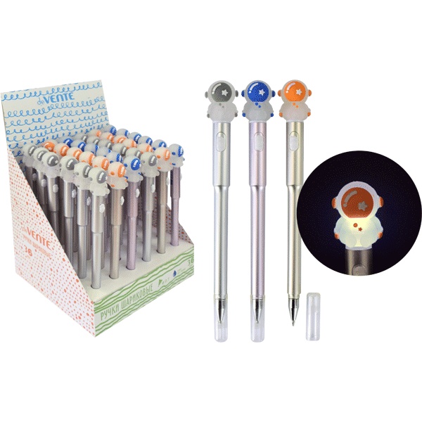 Ручка шариковая с декором, синяя, 0.7 мм, LED-подсветка, deVENTE Need More Space_3 дизайна Акция!