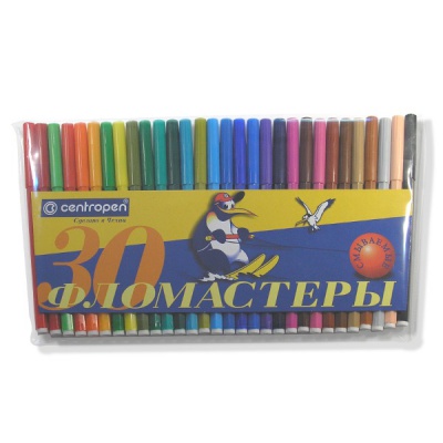 Фломастеры 30 цветов Centropen Пингвины, смываемые, вентилируемый колпачок, пвх конверт Фломастеры 30 цветов Centropen Пингвины, смываемые, вентилируемый колпачок, пвх конверт
