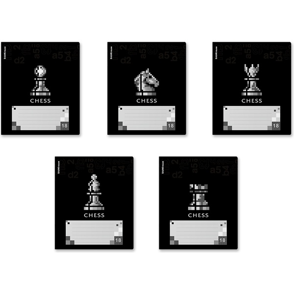 Тетрадь А5, клетка, 18 л., на скобе, 60 г/м², ErichKrause Chess Player_MIX-PACK