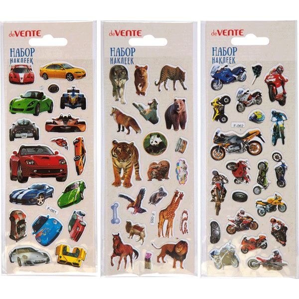 Паф-стикеры (объемные), карточка 70*170 мм, ПВХ, deVENTE Set №1_3 дизайна