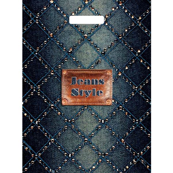 Пакет с вырубной ручкой, 34*45 см, полиэтилен 60 мкм, Джинсовый бутик