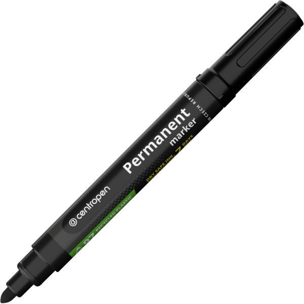 Маркер перманентный, черный, пулевидный, 2.5 мм, Centropen Centropen Dry Safe/Невысыхающие 7 дней