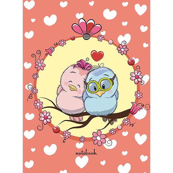 Блокнот на скобе А5, 32 л., линия, 80 г/м², обл. пластик + картон, PLANO Милая парочка   Акция!