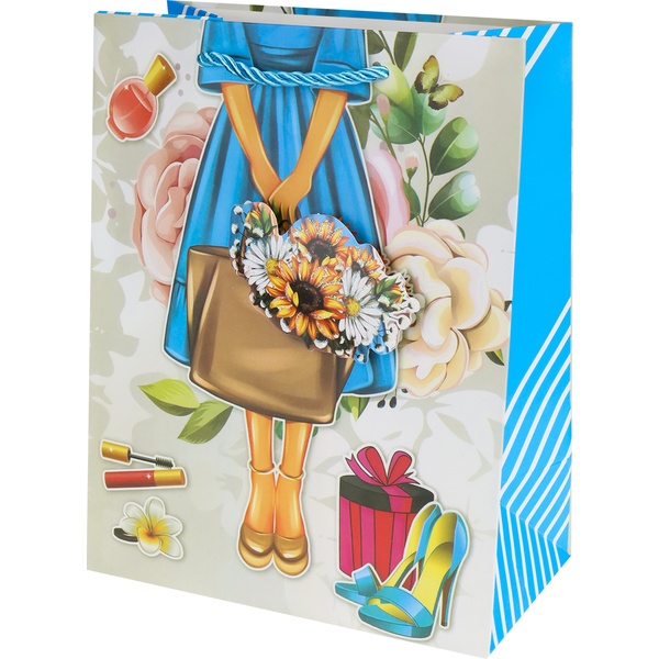 Пакет подарочный, 26*32*10 см, мел. бумага 210 г/м², матовый, Dream cards Поход в магазин 3D Пакет подарочный, 26*32*10 см, мел. бумага 210 г/м², матовый, Dream cards Поход в магазин 3D