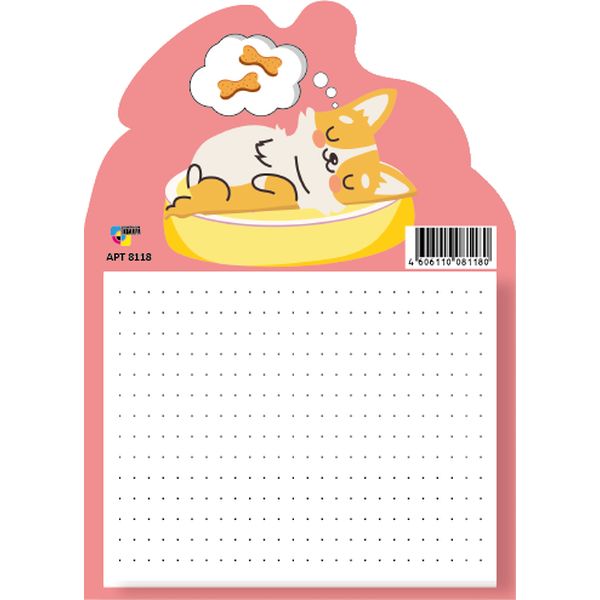 Бумага для заметок на склейке, 105*145 мм, 30 л., точка, 70г/м2 планшетка на магните Квадра Собака