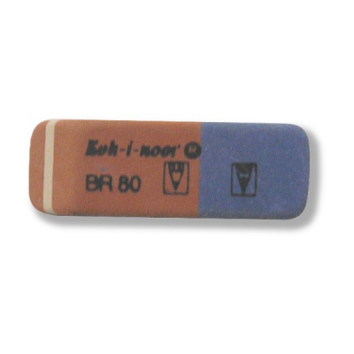 Ластик KOH-I-NOOR Blue Star, комби, натур. каучук, скошенный прямоуг., 41*14*8 мм, красно-синий Ластик KOH-I-NOOR Blue Star, комби, натур. каучук, скошенный прямоуг., 41*14*8 мм, красно-синий