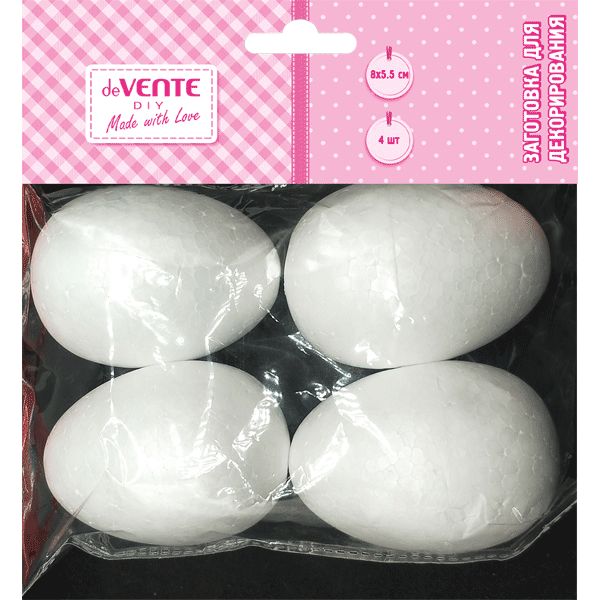 Заготовка для декорирования deVENTE "Овоид (яйцеобразная)", пенополистирол, 80*55 мм (4 шт.)  Акция!