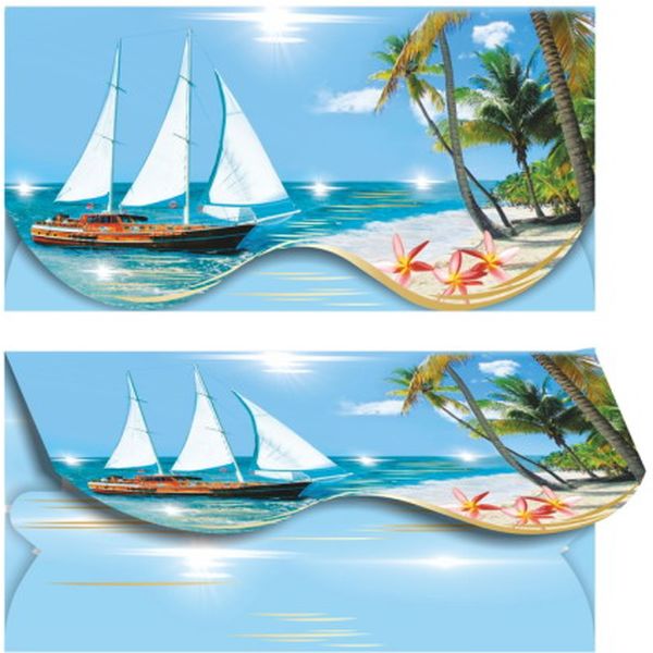 Конверт для денег универсальный (без темы) Море, парус, пальма...