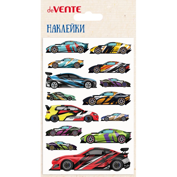 Паф-стикеры (объемные), карточка 100*150 мм, ПВХ, deVENTE Спорткары