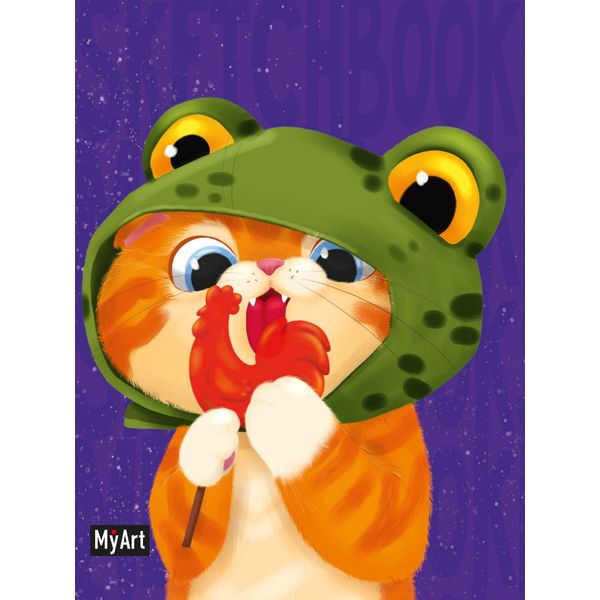 Скетчбук B6, на склейке, 80 л., бел. блок 100 г/м², MyArt MeowBook_Котик с леденцом Скетчбук B6, на склейке, 80 л., бел. блок 100 г/м², MyArt MeowBook_Котик с леденцом