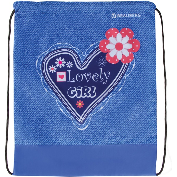 Сумка для сменной обуви BRAUBERG Сердечко, 42*34 см