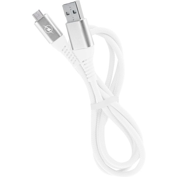 Дата-кабель Smartbuy USB - Micro USB, в резин. оплетке Gear, длина 1,0 м, до 2А, белый 