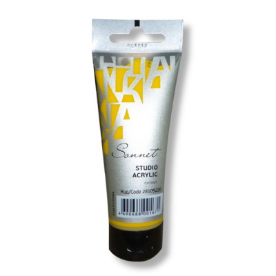 Краска акриловая художественная СОНЕТ, матовая, желтая средняя, туба 75 мл Акция!