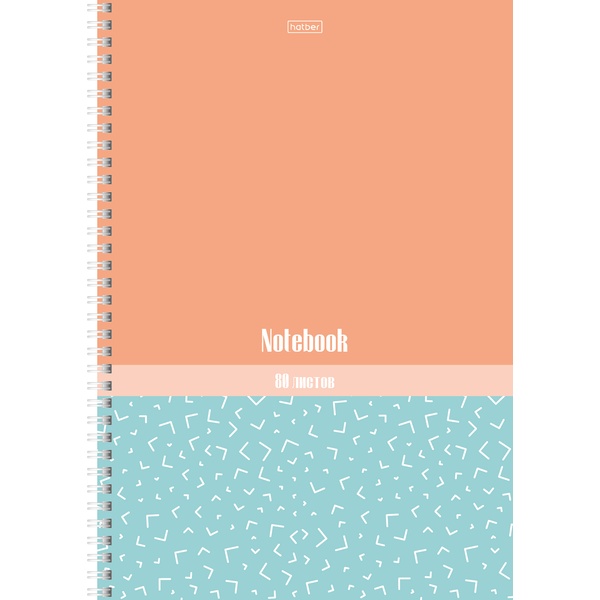 Тетрадь А4, клетка, 80 л., на гребне, 60 г/м², soft-touch, цв. срез, перфор., Hatber Скобочки (акционный товар)