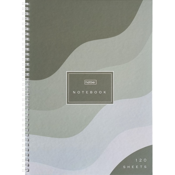 Блокнот на гребне А4, 120 л., клетка, 60 г/м², обл. 7БЦ, софт-тач, цв. срез, микропер., Hatber Wave